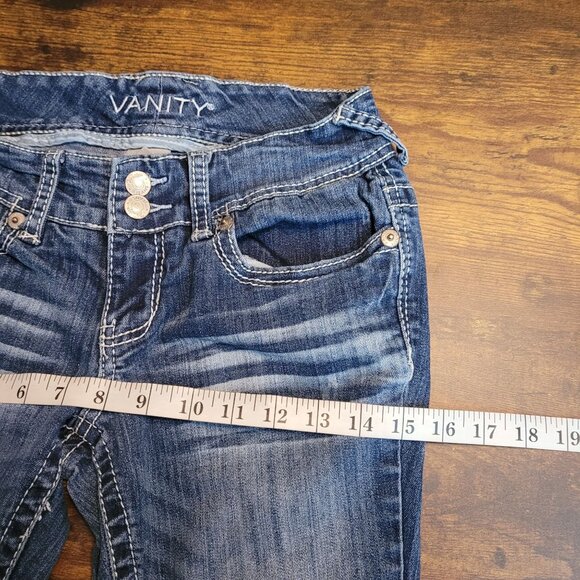 Vanity Jeans Size 26 Emma Curvy Low Rise Straight Thick Stitch Button Flaps - Picture 7 of 11